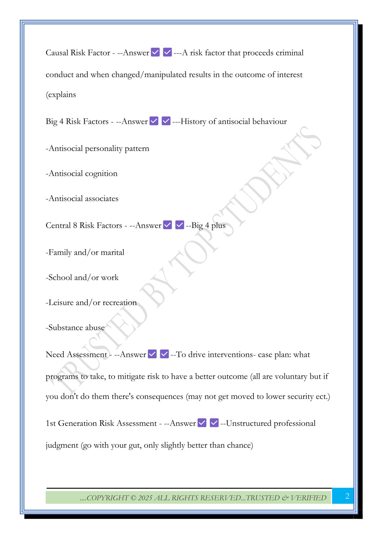 PSYC 3402 Criminal Behaviour Exam 2025 Questions and Answers