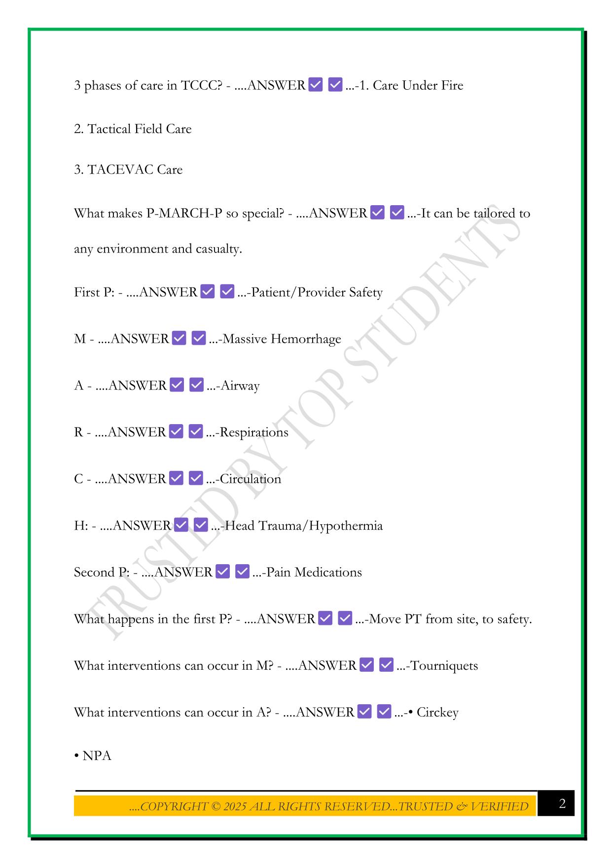 HCB TCCC EXAM 2025 QUESTIONS AND ANSWERS