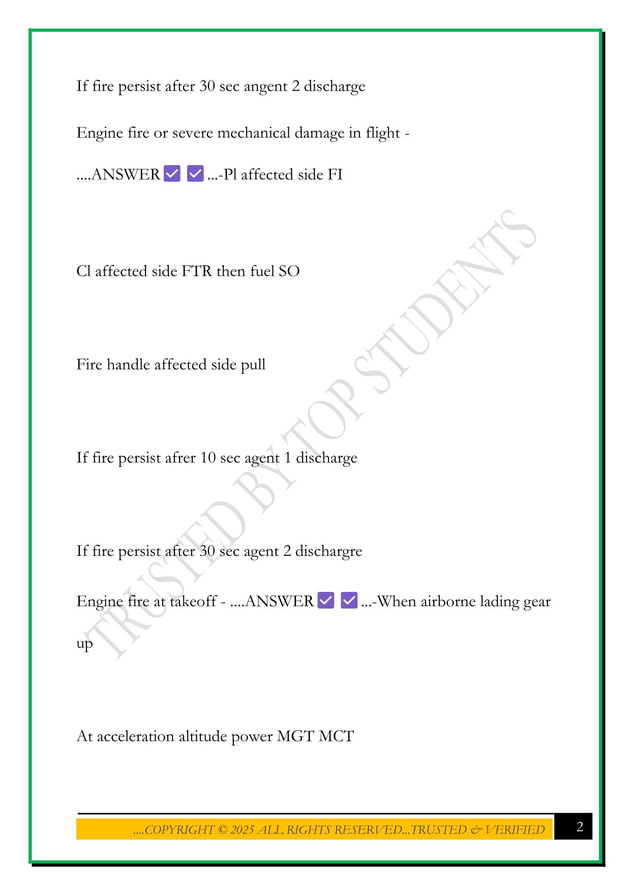 ATR 72-600 MEMORY ITEMS EXAM 2025 QUESTIONS AND ANSWERS