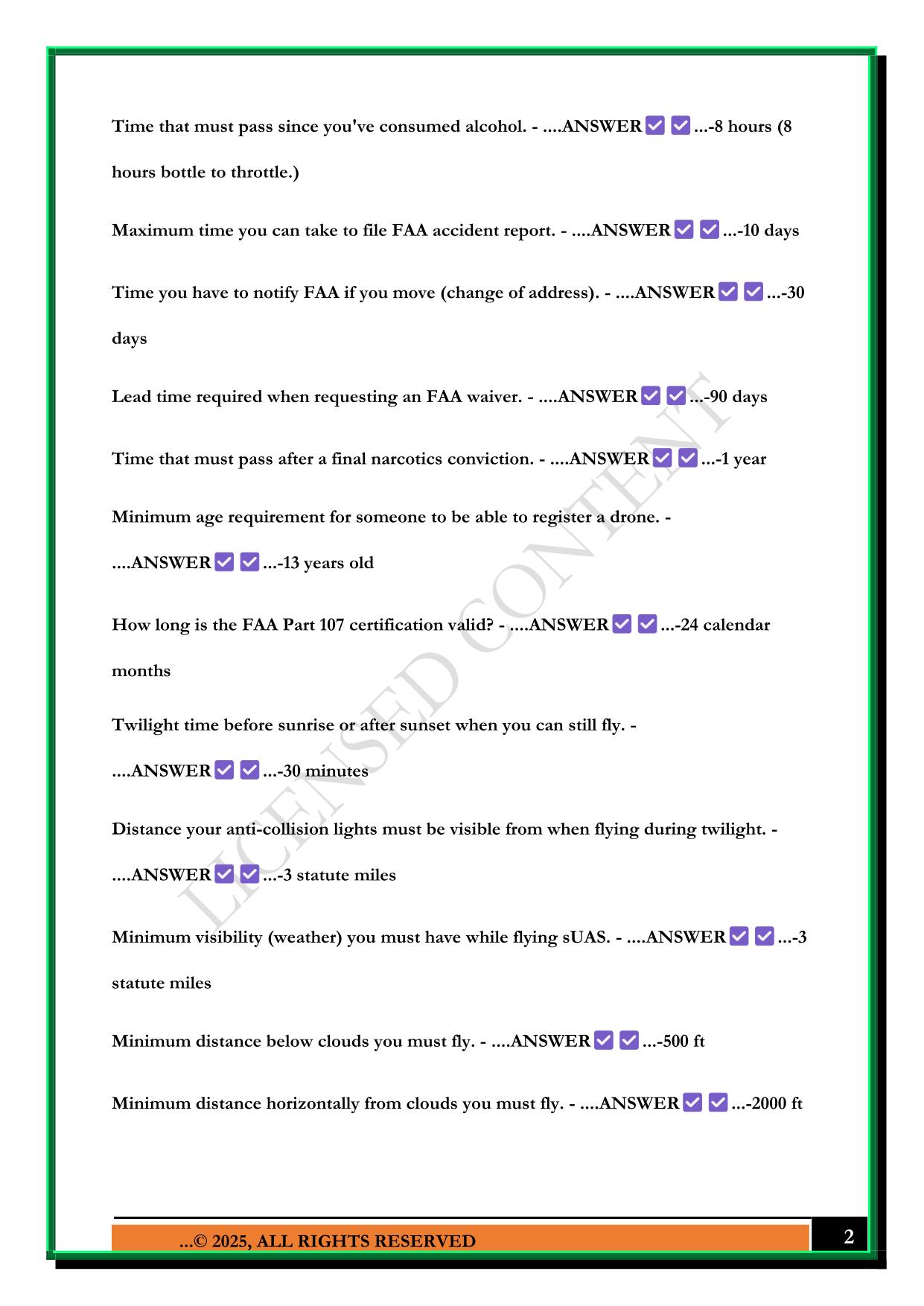 FAA PART 107 SUAS - WRITTEN EXAM PREPERATION BY TONY NORTHRUP 2025 QUESTIONS AND ANSWERS