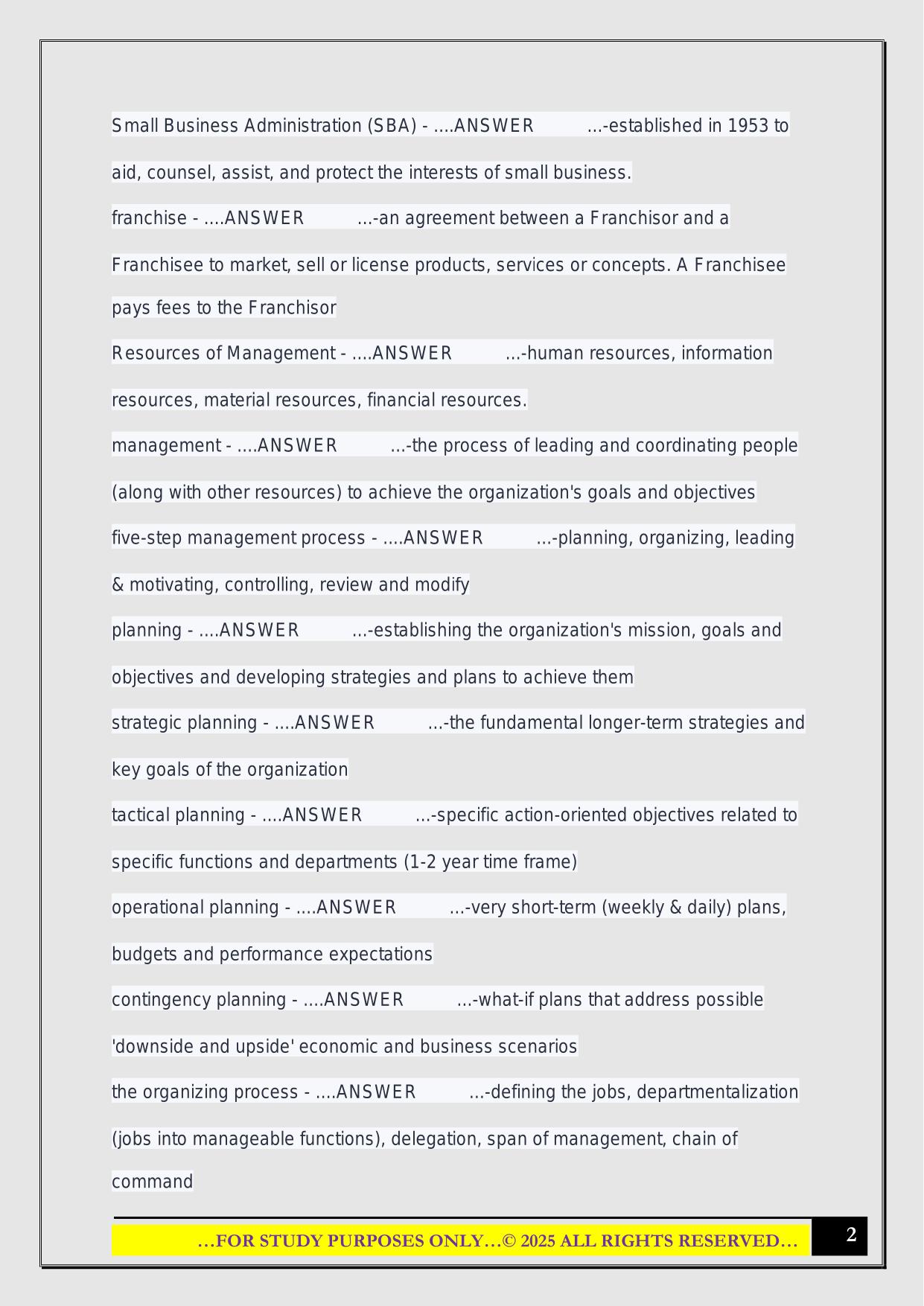 IUPUI BUS-x100 Exam 2 2025 Questions and Answers
