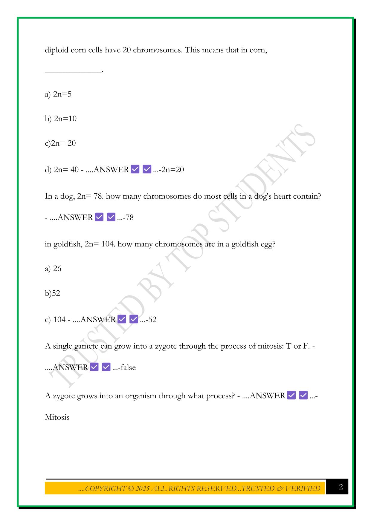 WGUC190 - INTRO TO BIO, UNIT 5 EXAM 2025 QUESTIONS AND ANSWERS