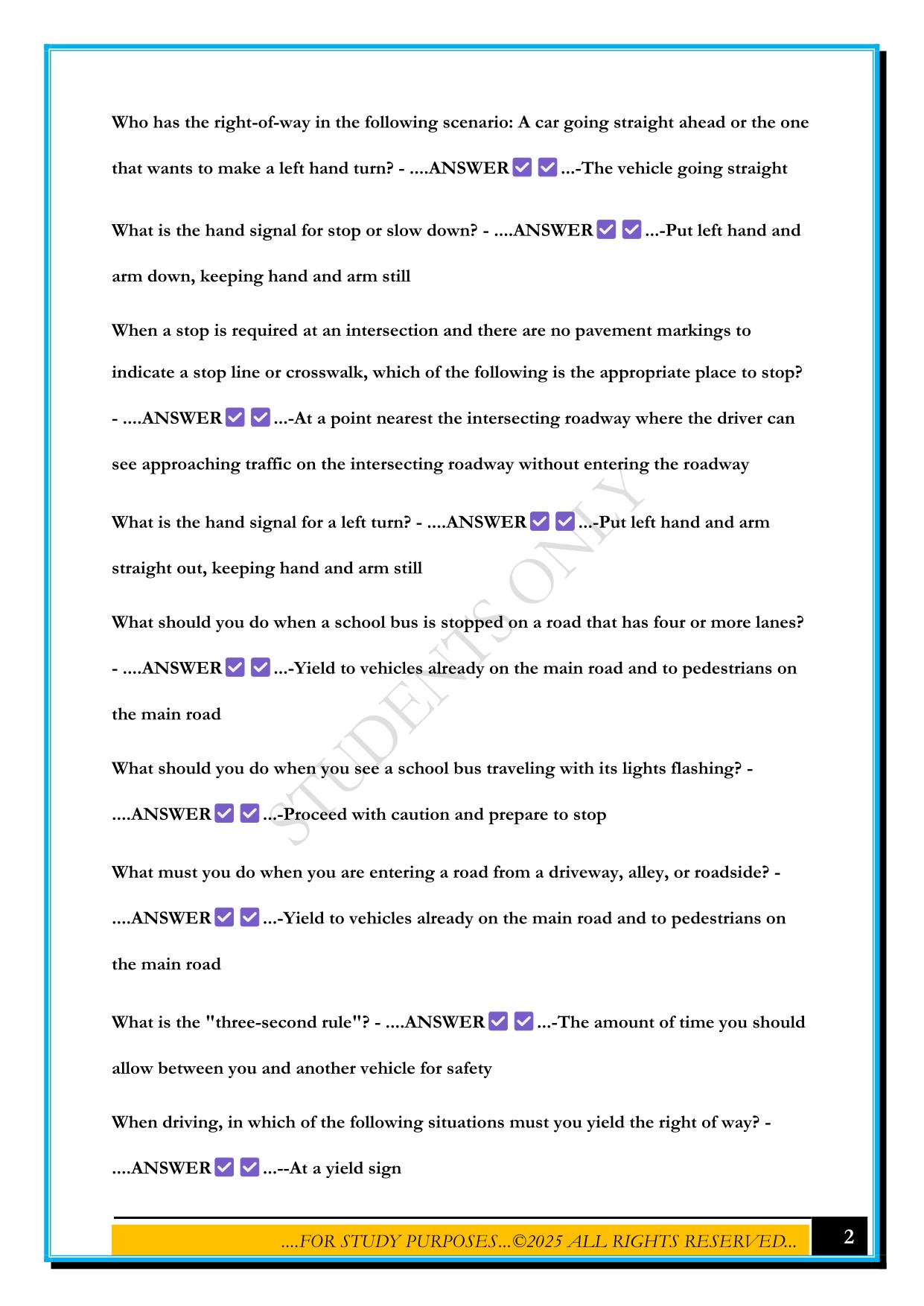 OHIO DRIVING TEST 2025 QUESTIONS AND ANSWERS