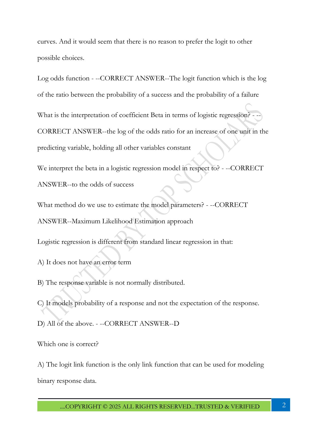 ISYE 6414 - Unit 4 Exam 2025 Questions and Answers