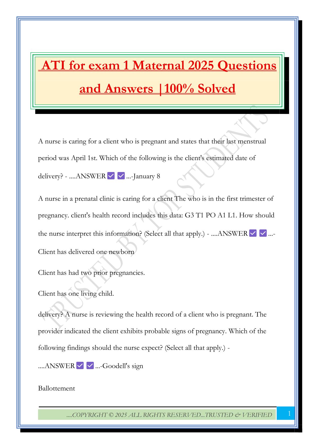 ATI Bundled Exams Questions and Answers |100% Pass |Verified and Updated