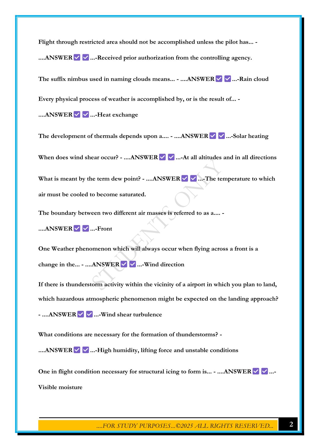 PPL GROUND SCHOOL EXAM 2025 QUESTIONS AND ANSWERS