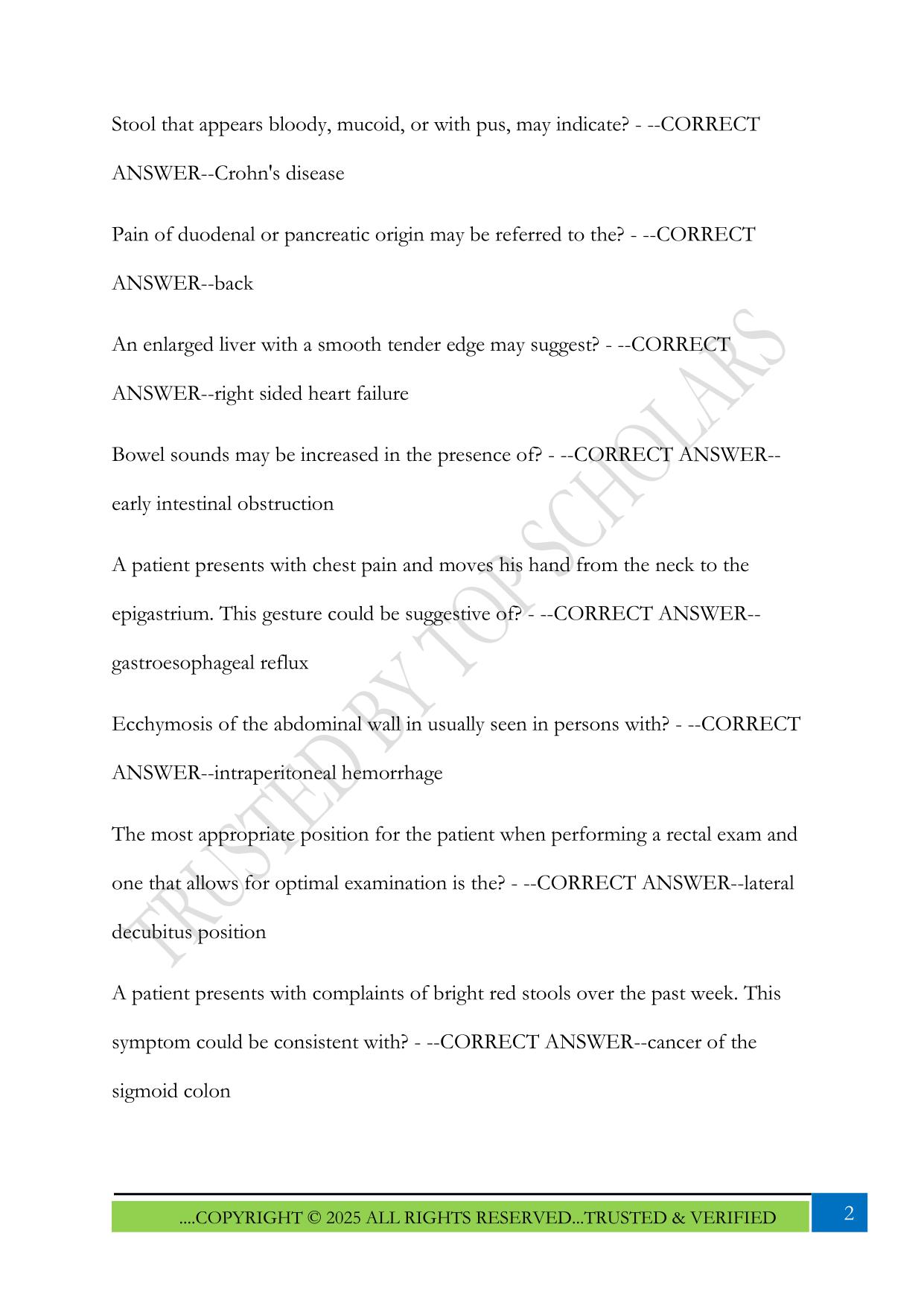 Gastroenterology Qbank NUR 634 Exam 2025 Questions and Answers
