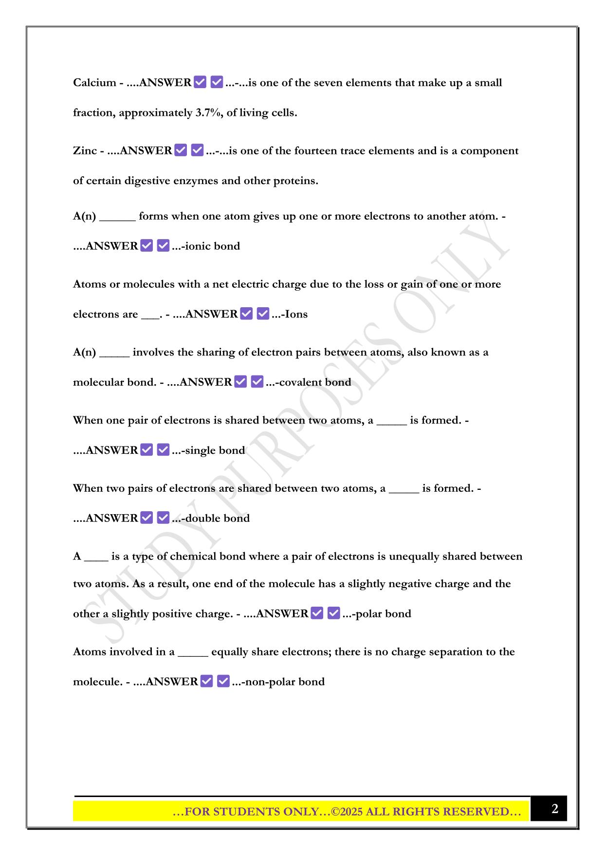 BIO 100 EXAM 1 - MASTERING BIOLOGY QUESTIONS WITH CORRECT ANSWERS