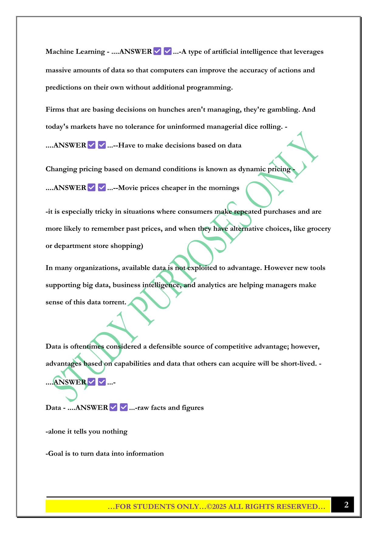 BMGT 301 Exam 2 2025 Questions and Answers