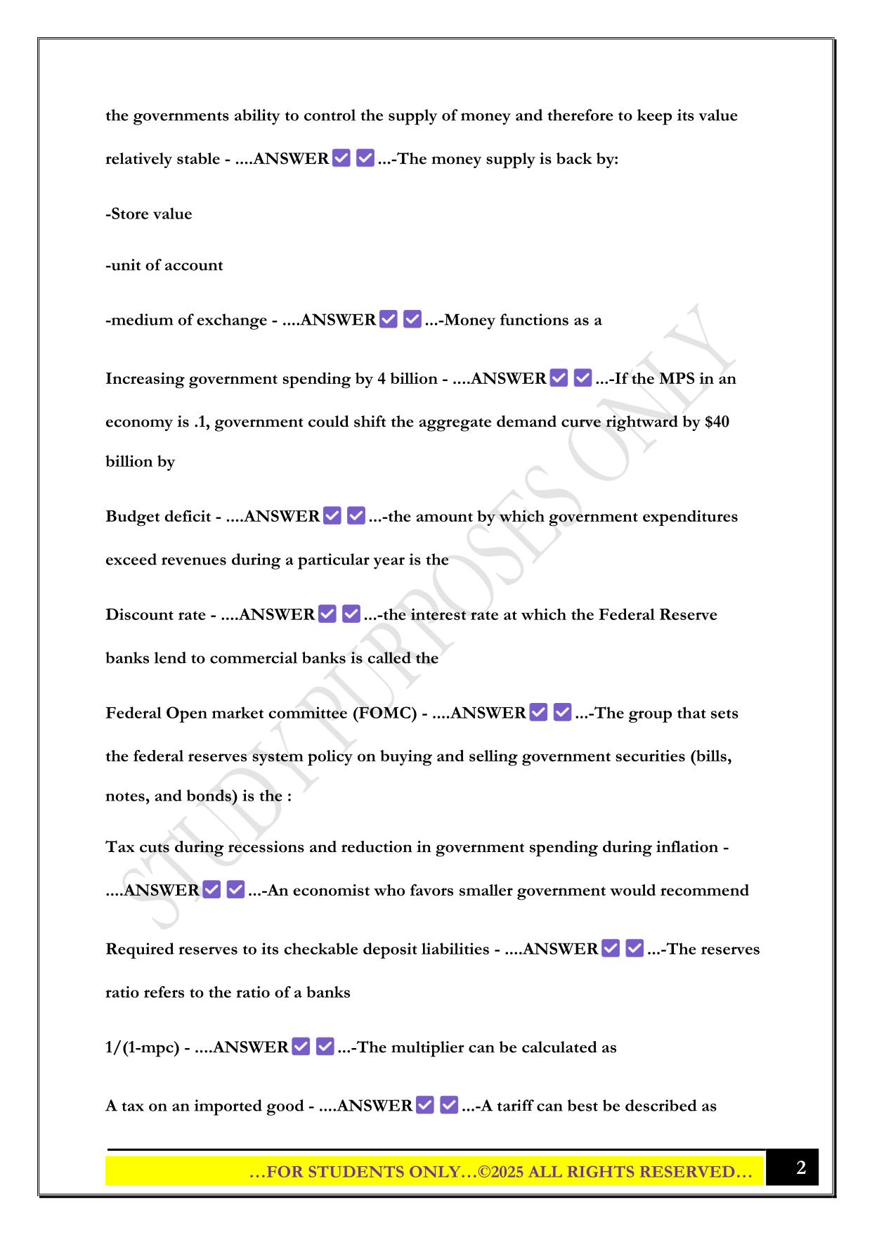 ECN 211 Final Exam review 2025 Questions and Answers