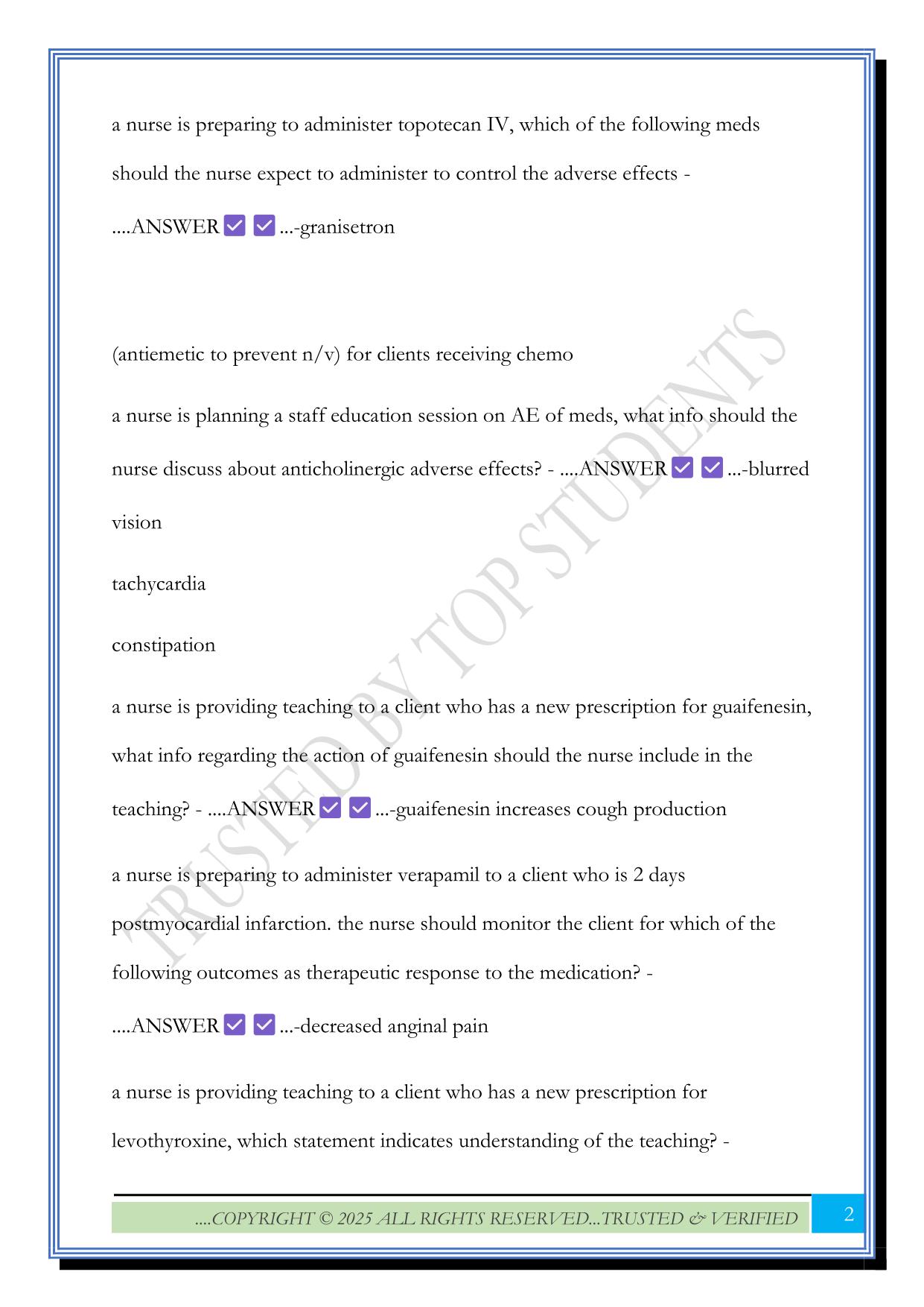 ATI Capstone Pharmacology Exam 2025 Questions and Answers