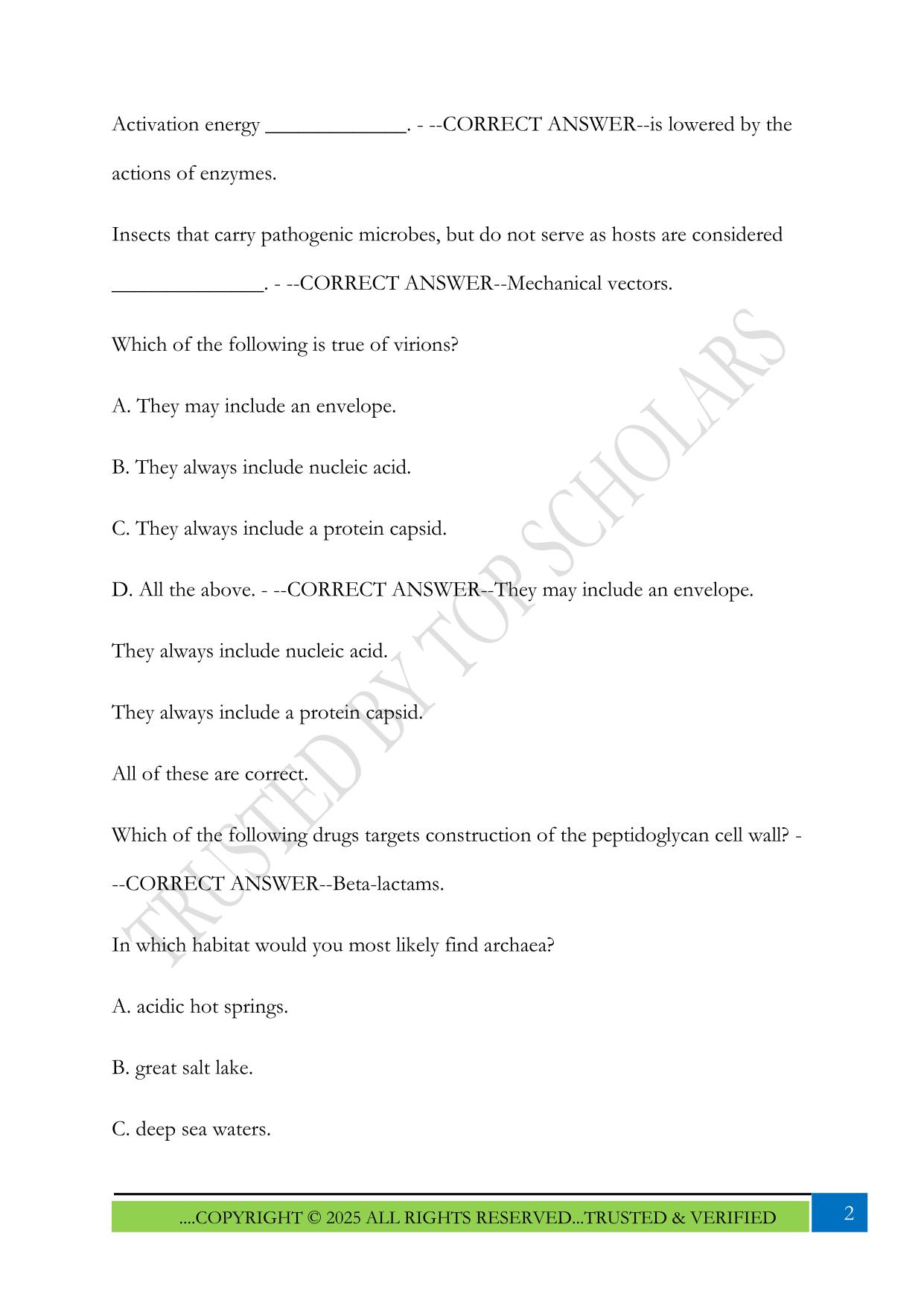 BIOS 242 Chamberlain Midterm Exam 2025 Questions and Answers