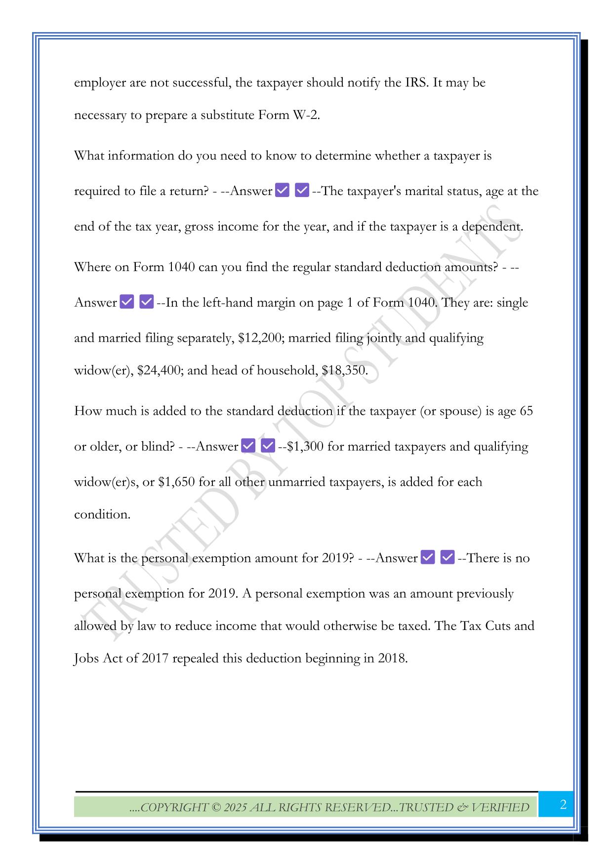 H&R Block Final Review Exam 2025 Questions and Answers