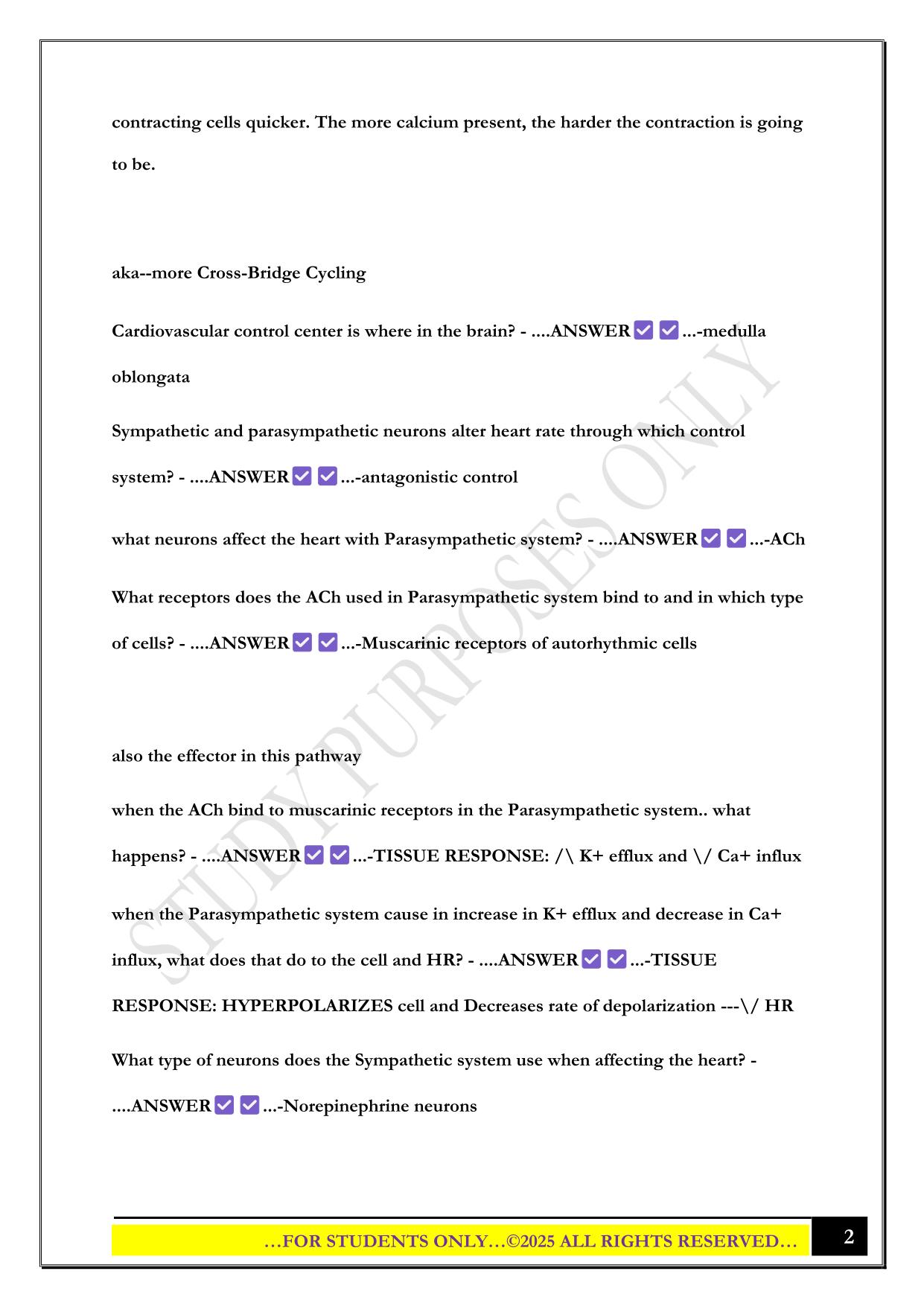 CH. 14 PHYSIOLOGY IUPUI DR. CLARK EXAM 3 2025 QUESTIONS AND ANSWERS