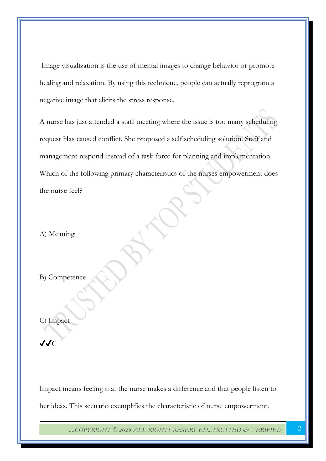 ATI- Stress: Causes, Effects, and Management Exam 2025 Question sand Answers