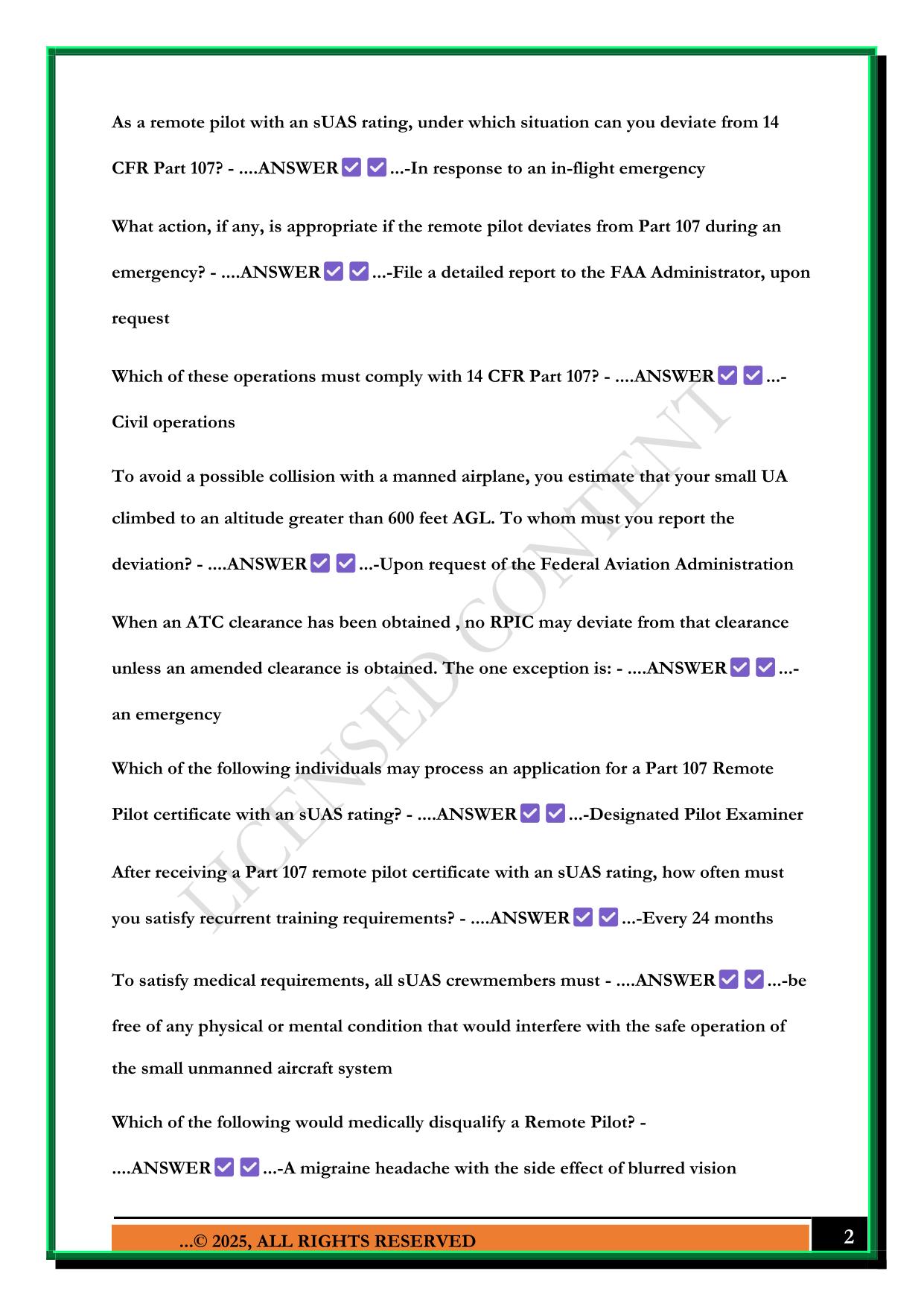 PART 107 FULL STUDY GUIDE 2025 QUESTIONS AND ANSWERS