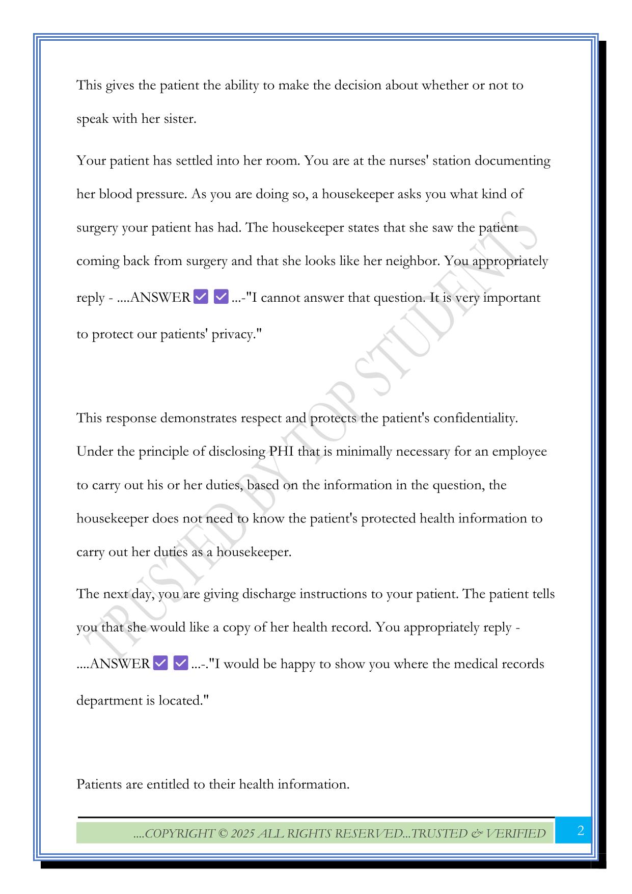 ATI HIPAA Challenge Questions 2025 with Correct Answers