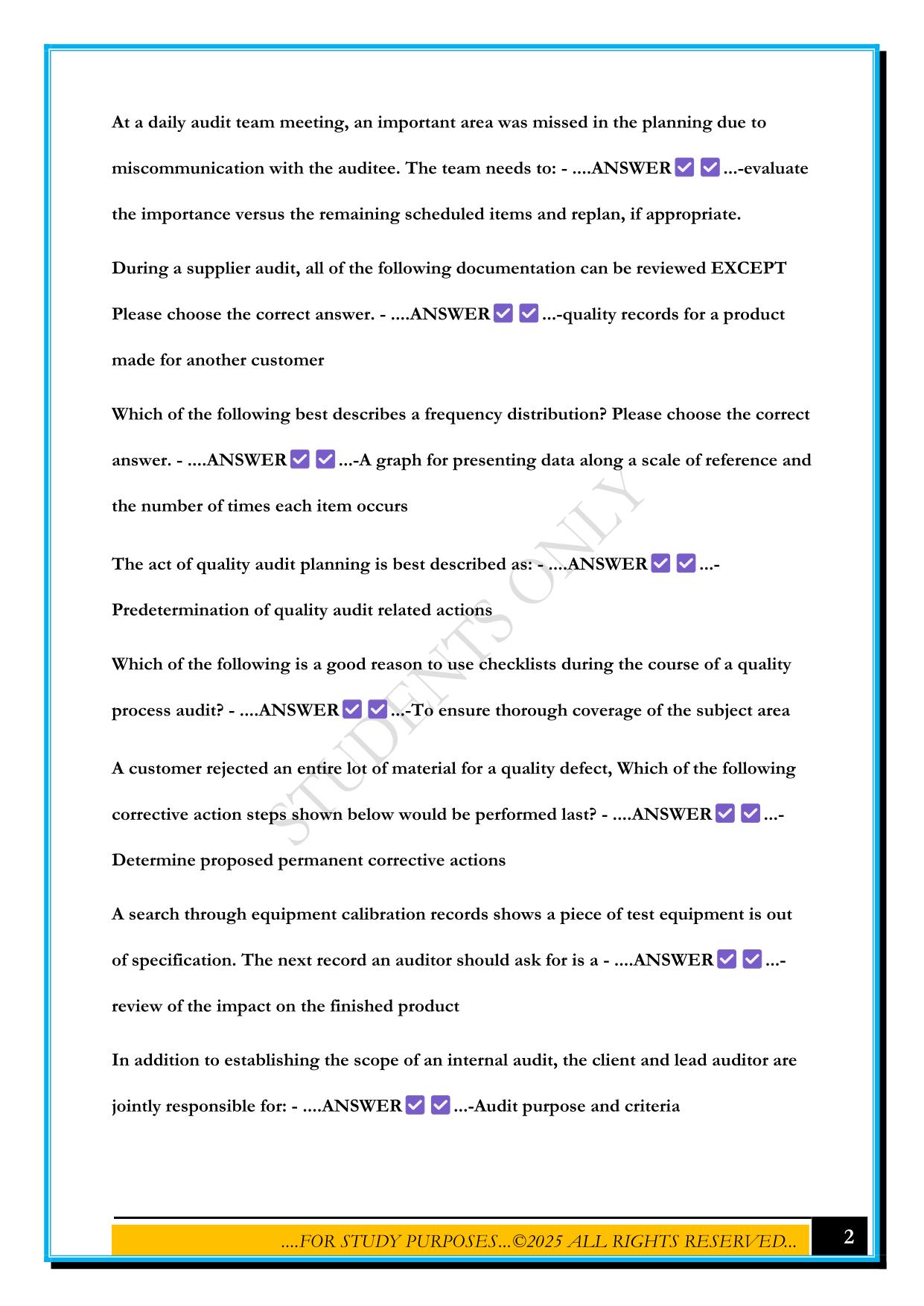 CQA EXAM 2025 QUESTIONS AND ANSWERS
