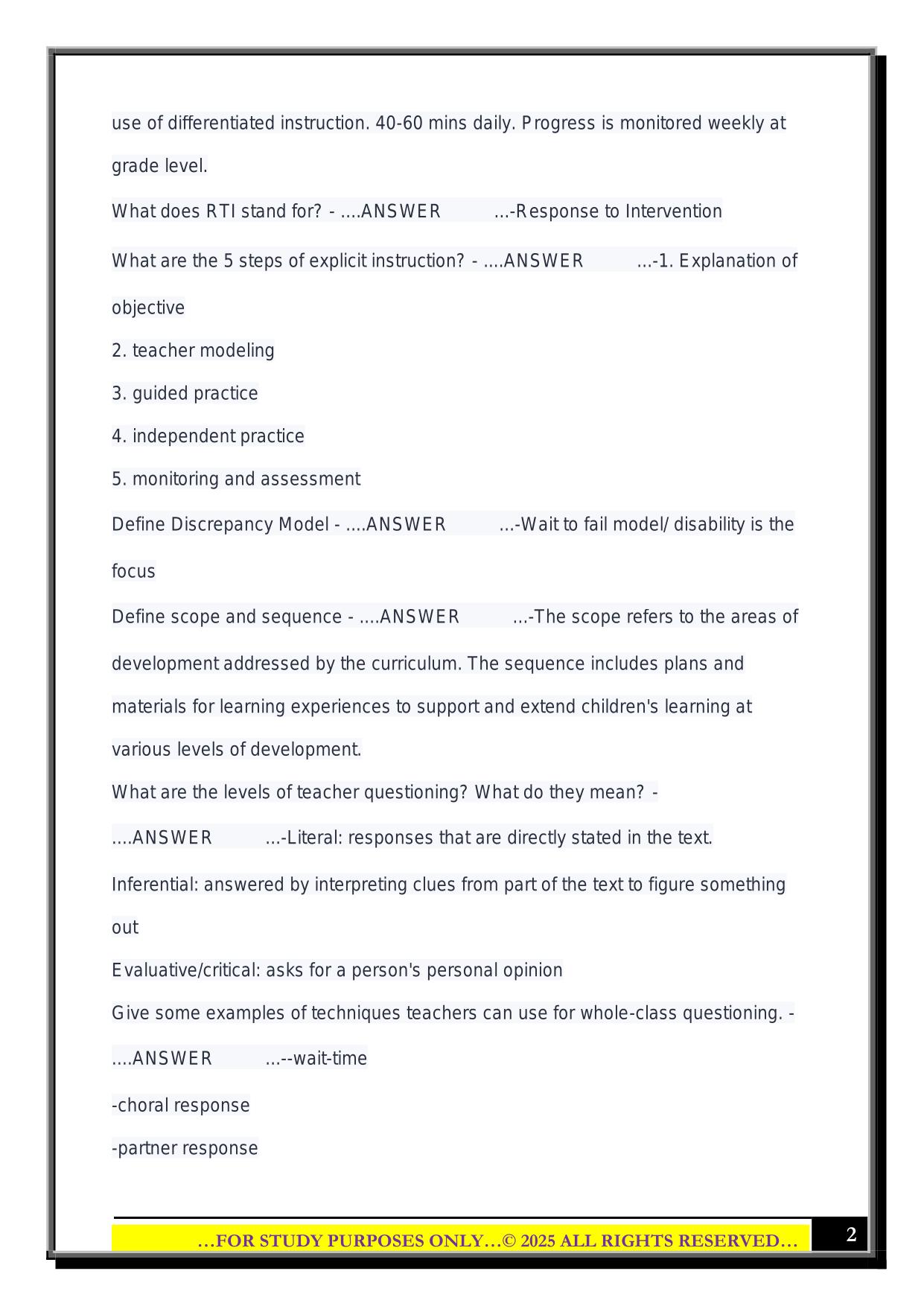 ELED 3100 Final Exam 2025 Questions and Answers