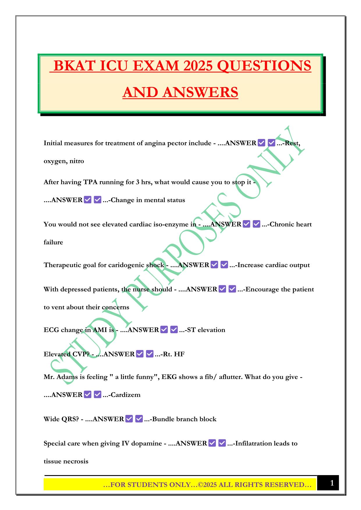 BKAT Bundled Exams 2025/2026 |Questions and Answers |100% Pass
