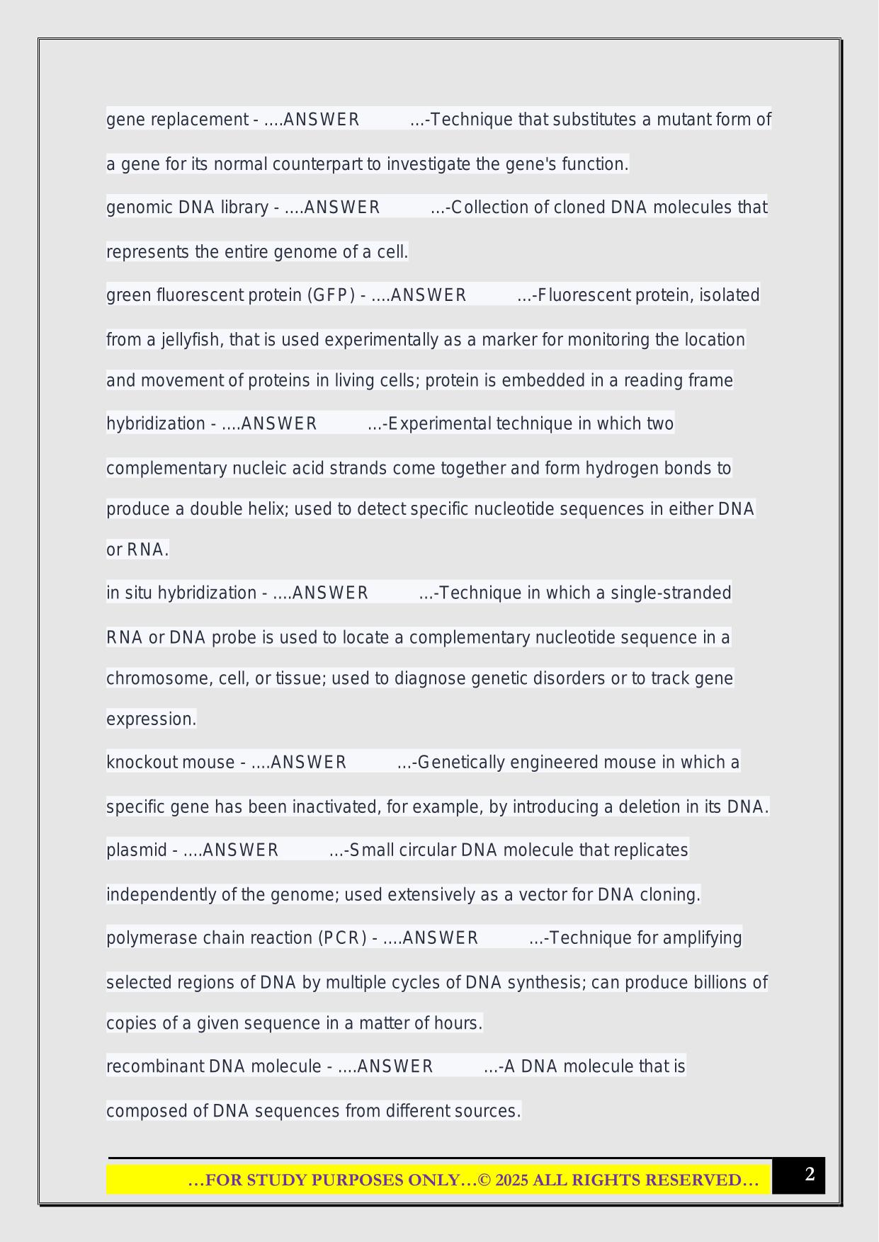 IUPUI Cell Biology Exam #2 2025 Questions and Answers