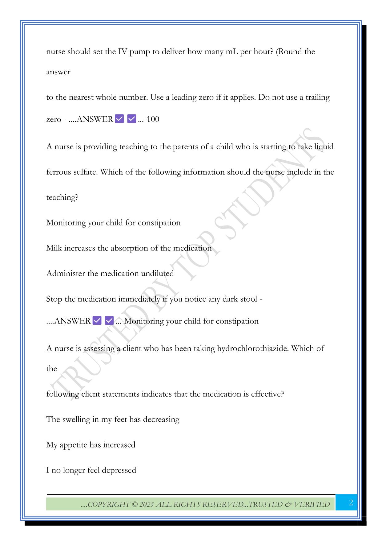 Pharm capstone assessment 2 Exam 2025 Questions and Answers