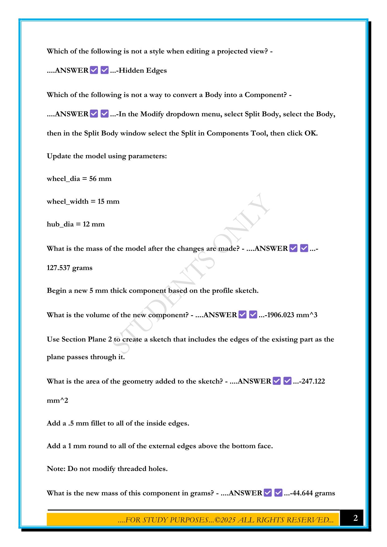 ACU FUSION 360 PRACTICE EXAM 2 2025 QUESTIONS AND ANSWERS