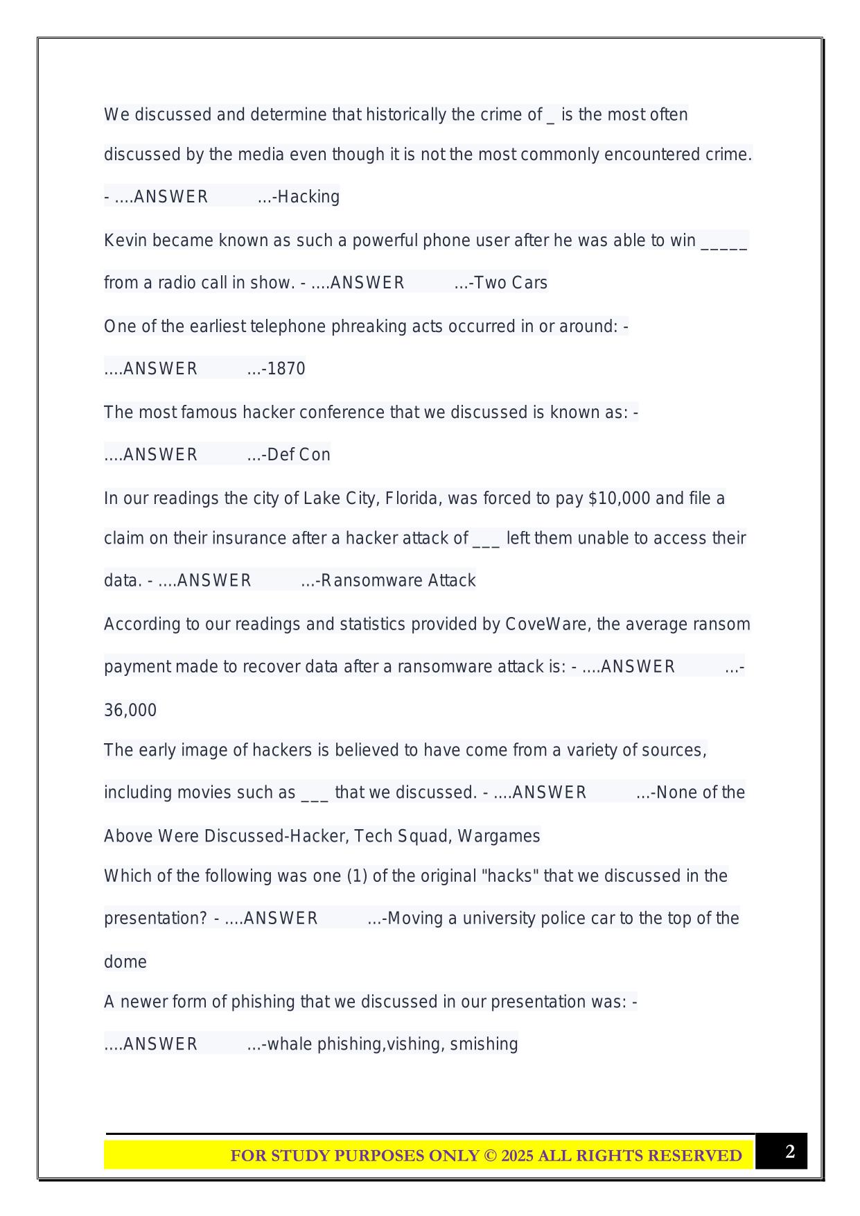 Cyber Crime Investigation Exam 2025 Questions and Answers