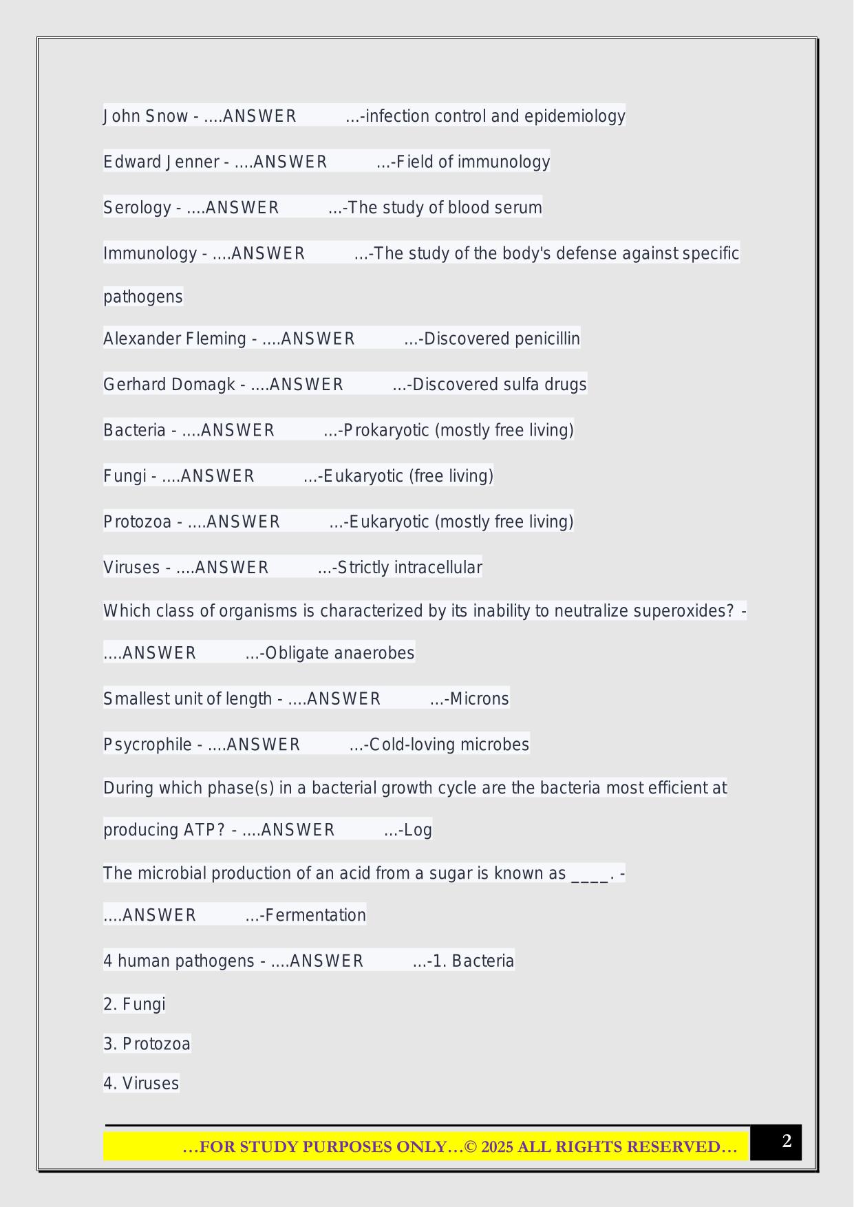 IUPUI Microbiology Exam 1 2025 Questions and Answers