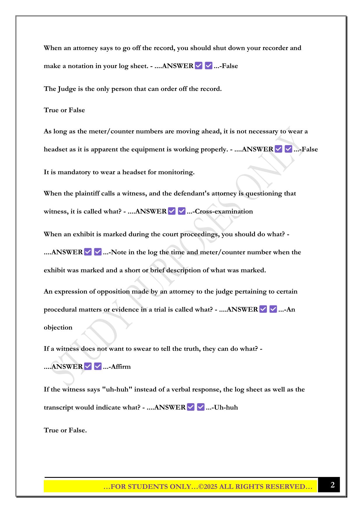 CER Exam Prep 2025 Questions and Answers