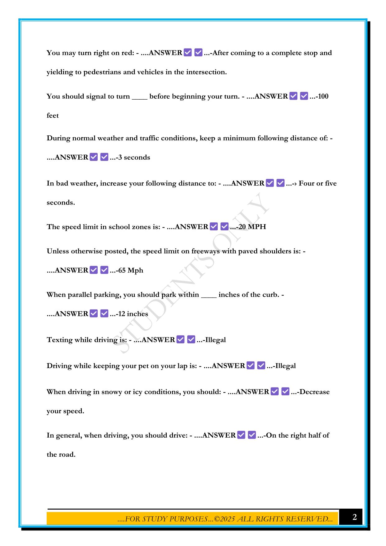 OHIO PERMIT TEST 2025 QUESTIONS AND ANSWERS
