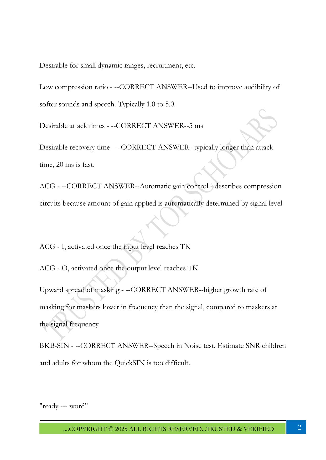 Audiology Praxis Study Guide 2025 Questions and Answers