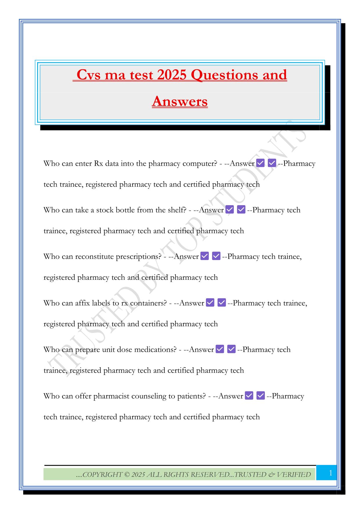 Cvs ma test 2025 Questions and Answers