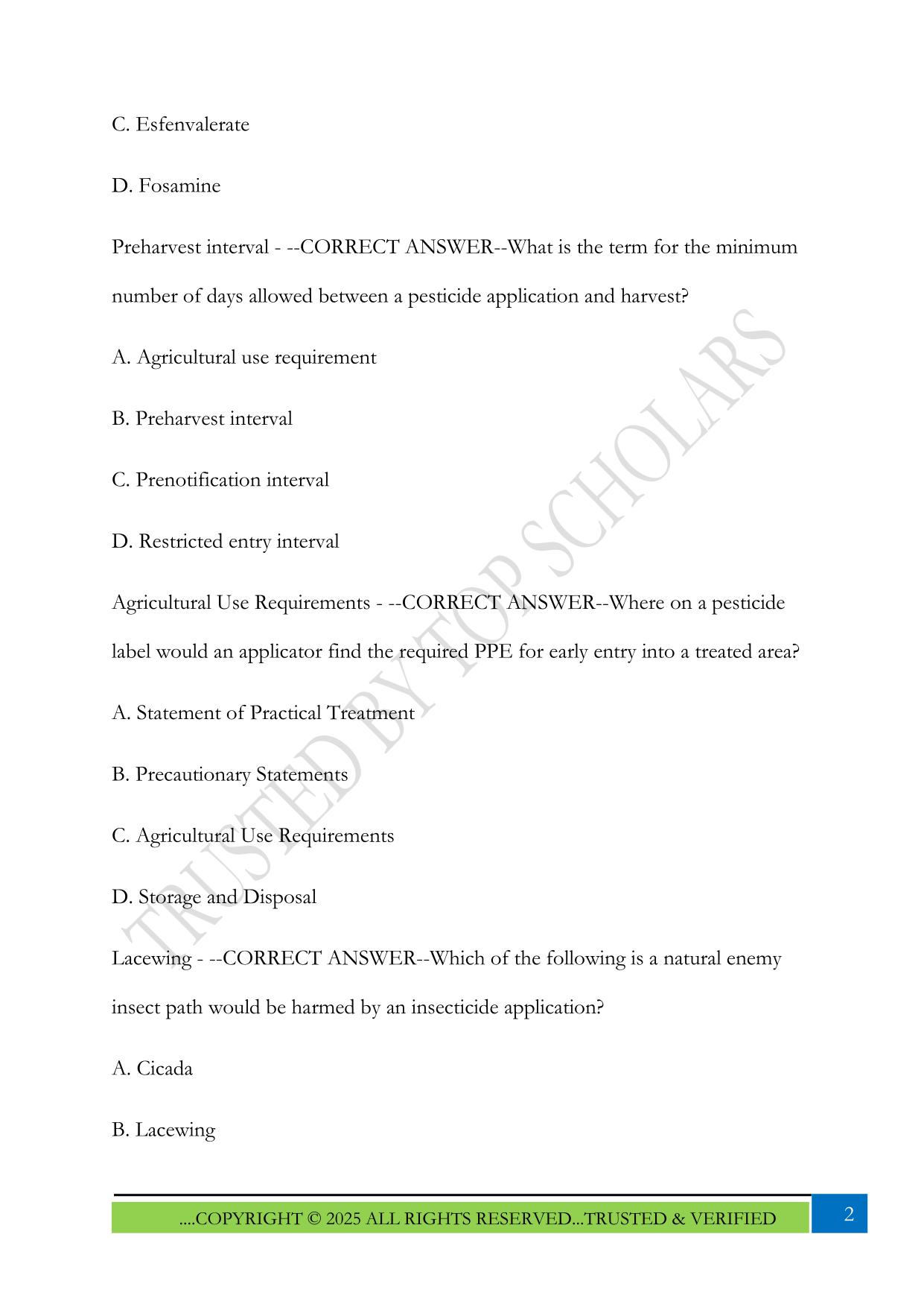 Practice Test for Iowa Pest Core, Category 2, & Category 6 Exam 2025 Questions and Answers