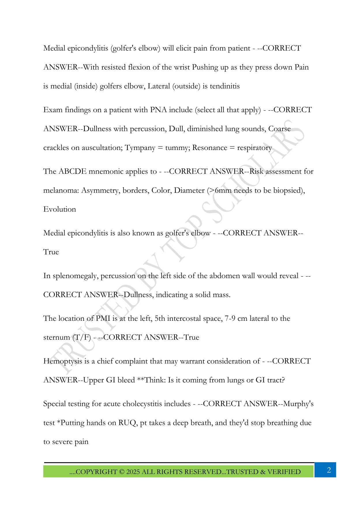 NUR 634 Midterm Exam- Adv Health Assessment Exam 2025 Questions and Answers