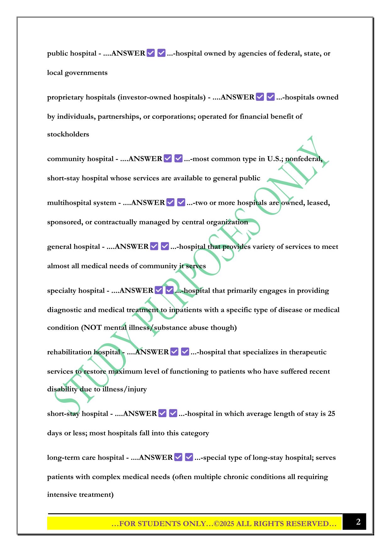 Health Care in the U.S. Chapter 8 Exam 2025 Questions and Answers