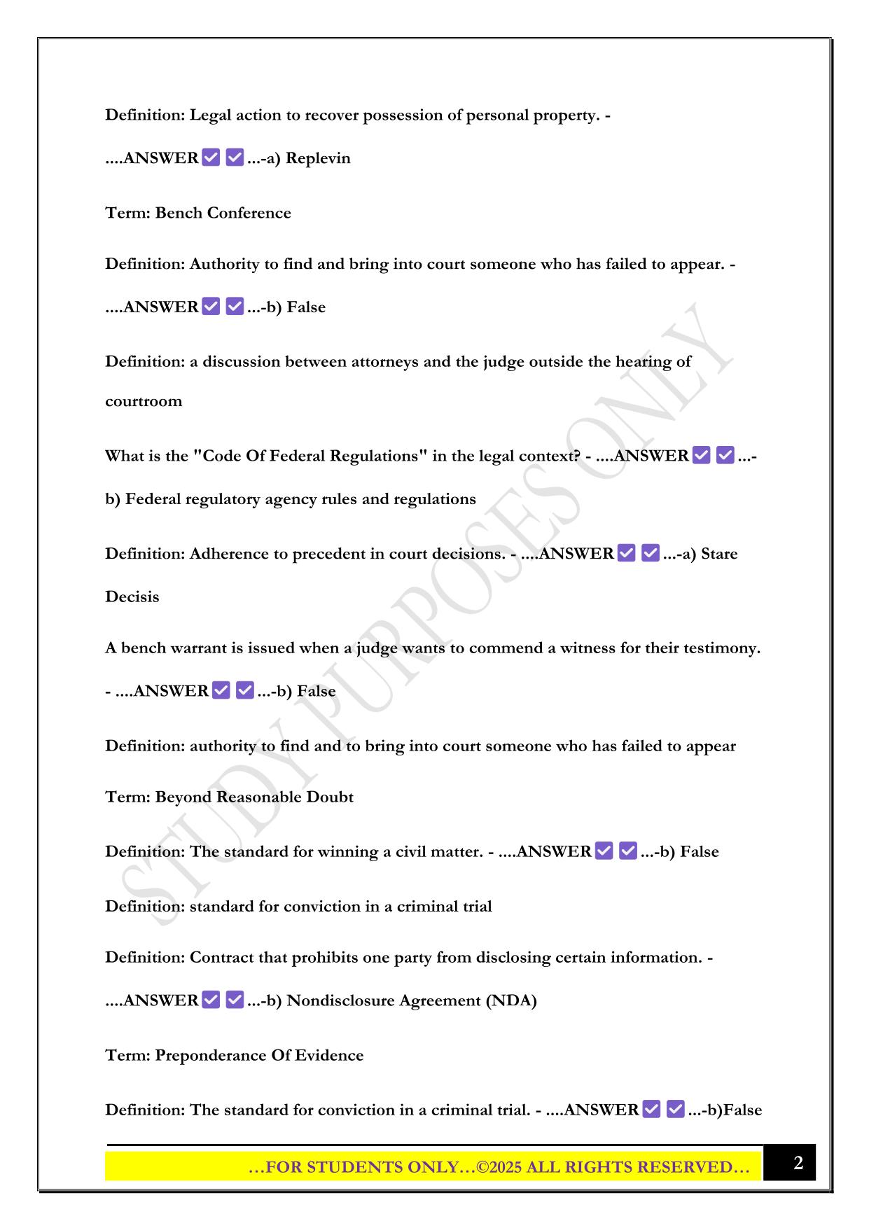 CER Exam 2025 Questions and Answers