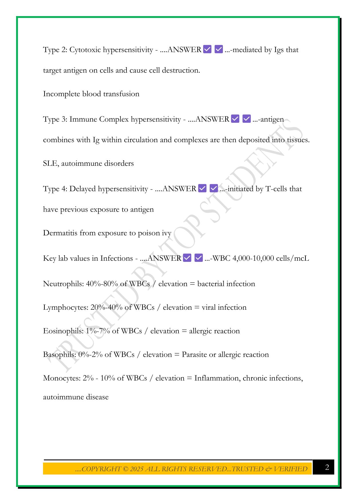 NUR 376 PATHO FINAL EXAM 2025 QUESTIONS AND ANSWERS