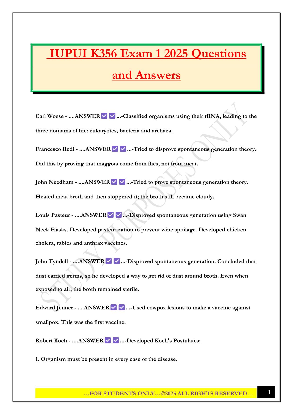 IUPUI K356 Exam 1 2025 Questions and Answers
