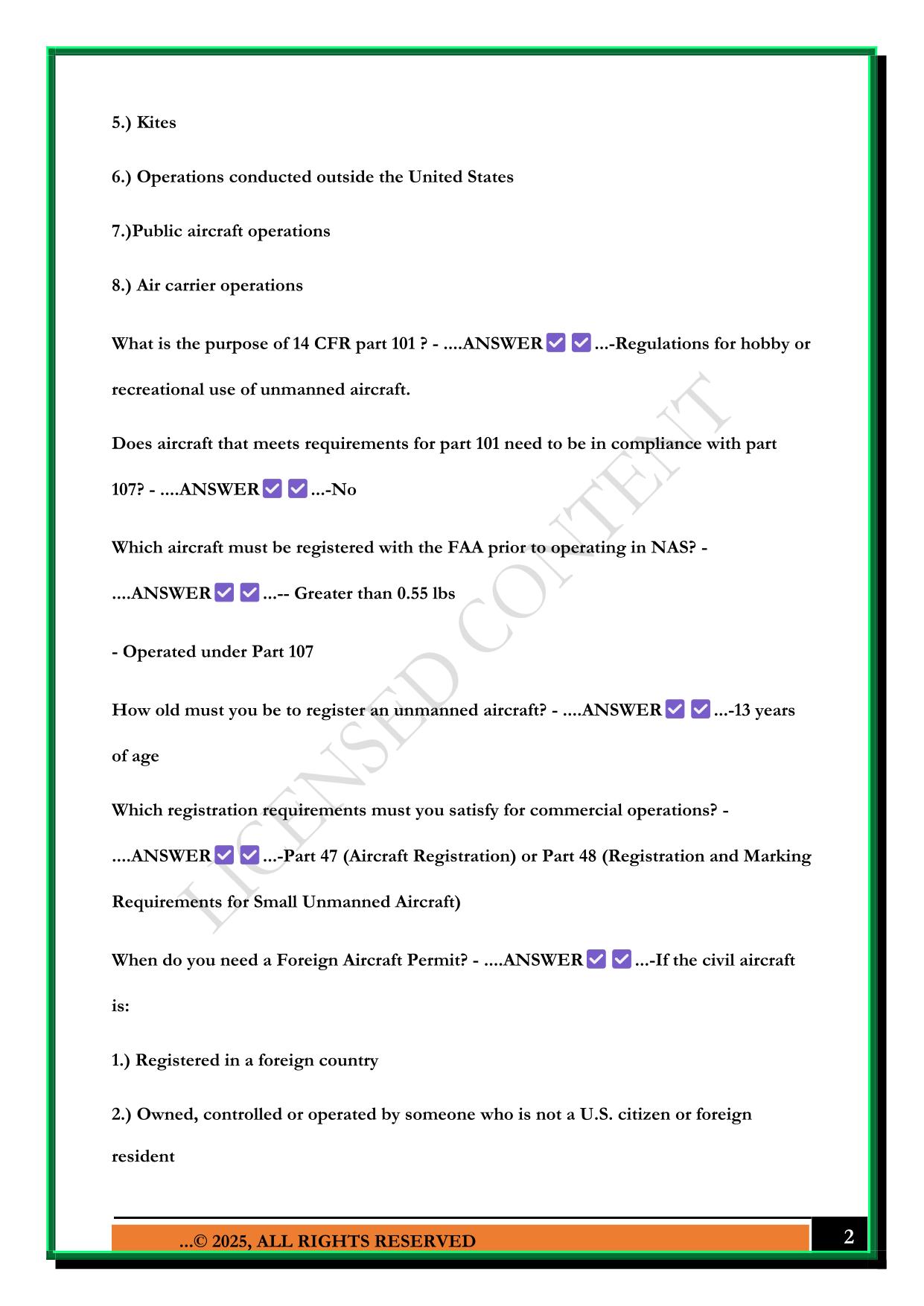 FAA 107 COMMERCIAL DRONE PILOT EXAM MATERIAL 2025 QUESTIONS AND ANSWERS