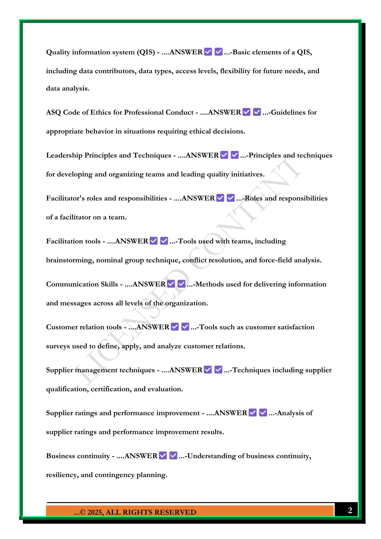 CERTIFIED QUALITY ENGINEER EXAM BODY OF KNOWLEDGE EXAM 2025 QUESTIONS AND ANSWERS