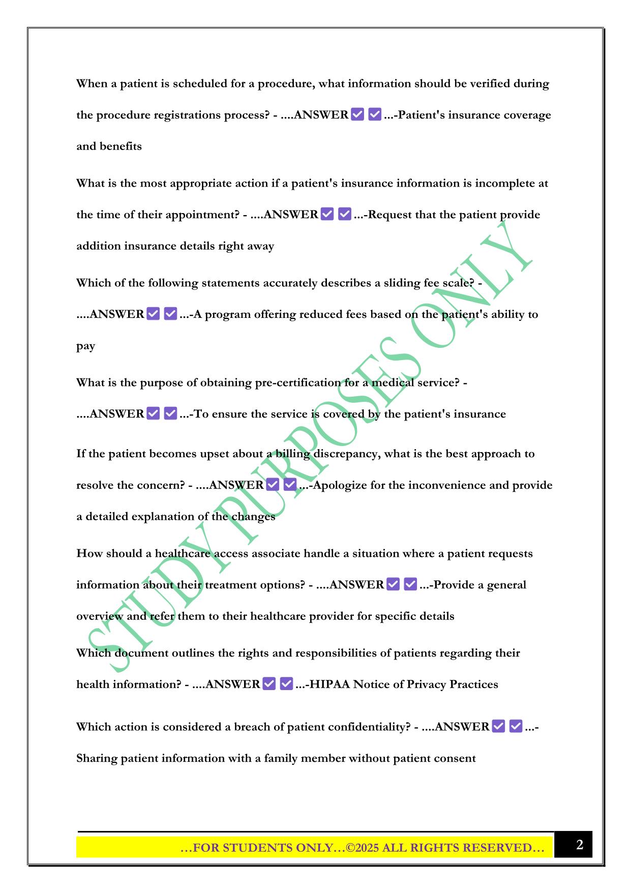 NAHAM CHAA Practice Test Material Exam 2025 Questions and Answers