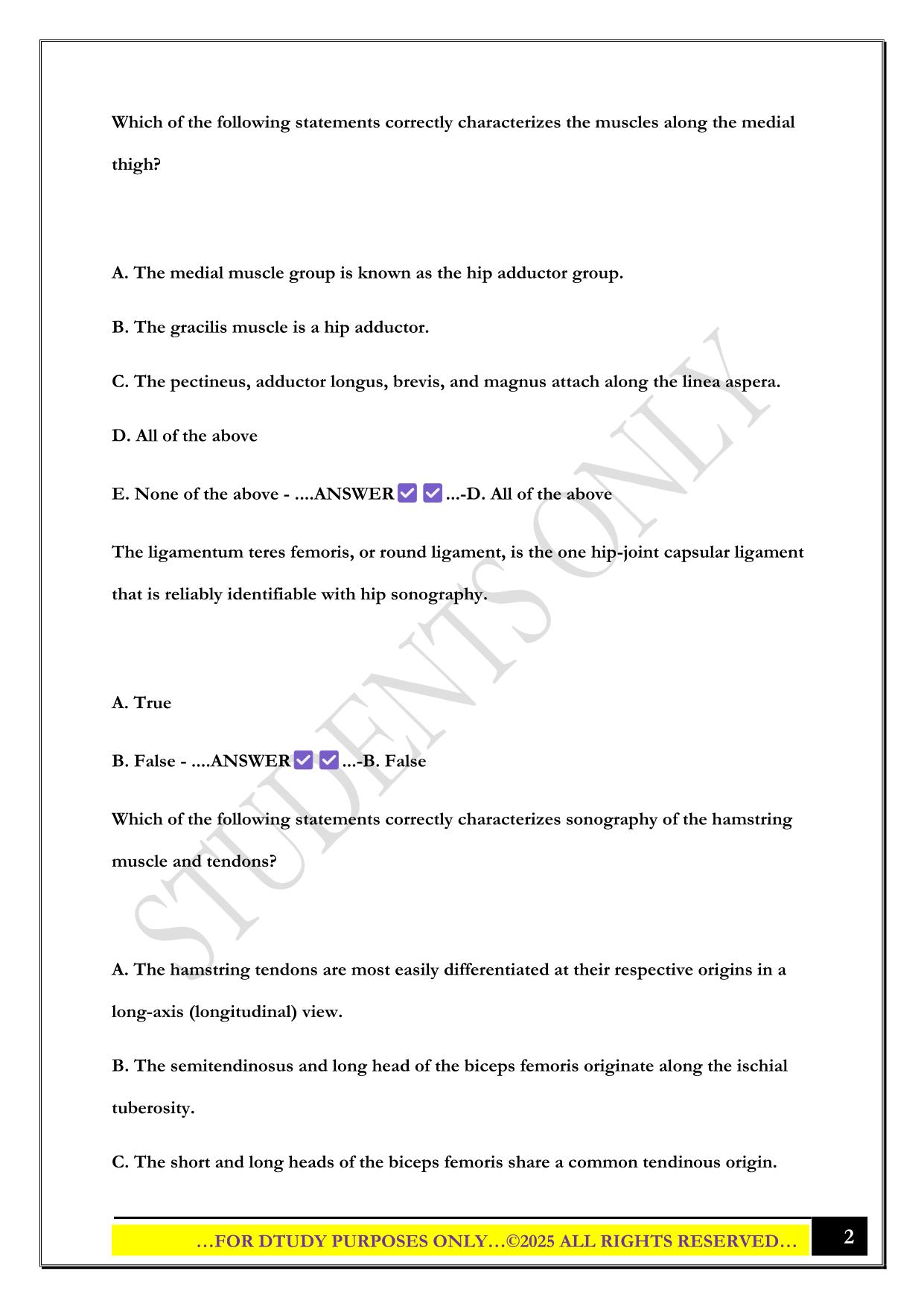 SONOSIM MASTERY TEST-HIP 2025 QUESTIONS AND ANSWERS