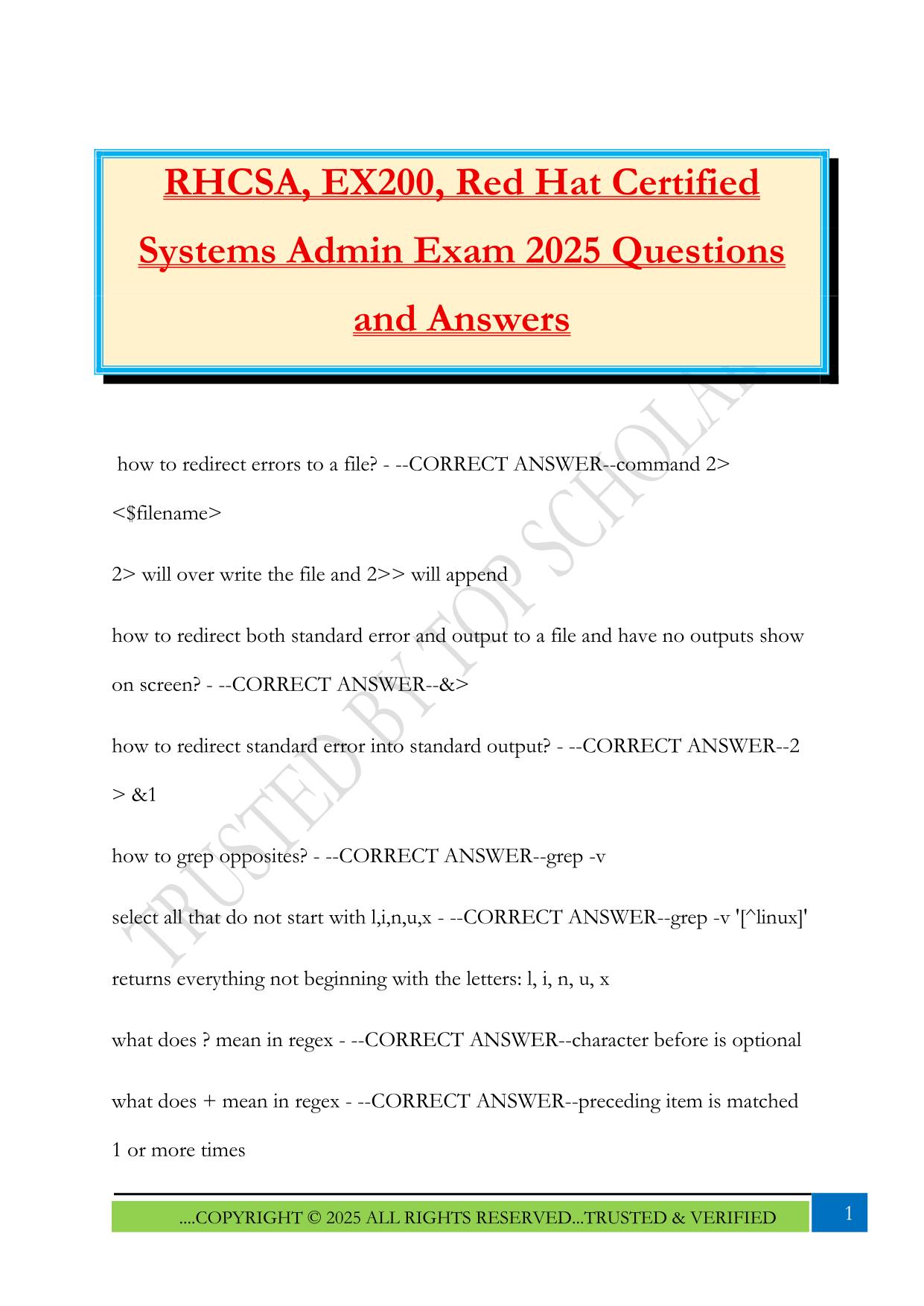RHCSA, EX200, Red Hat Certified Systems Admin Exam 2025 Questions and Answers
