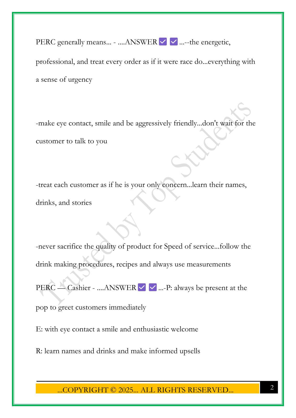BIGGBY COFFEE EXAM 2025 QUESTIONS AND ANSWERS