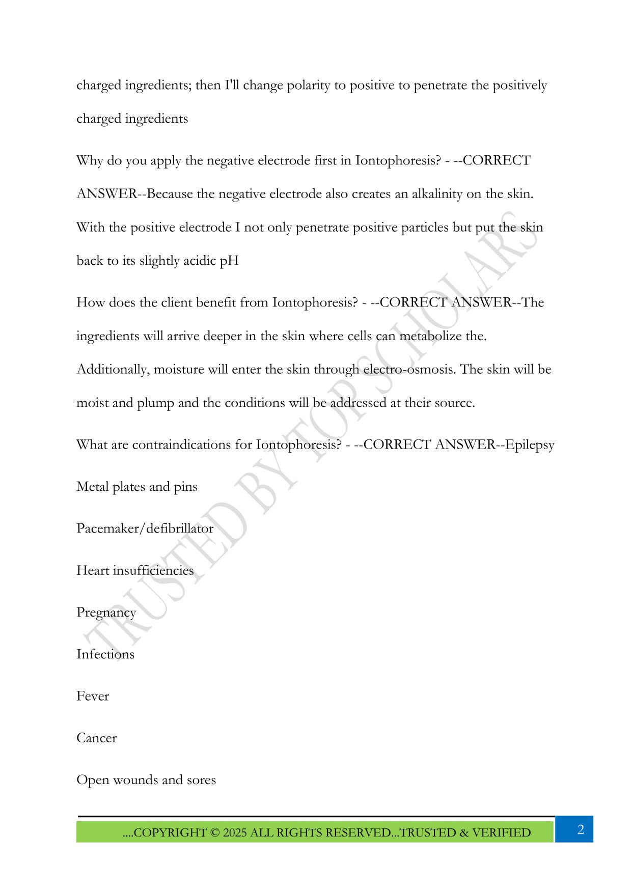 CIDESCO PRACTICAL EXAMINATION QUESTIONS 2025 WITH ANSWERS