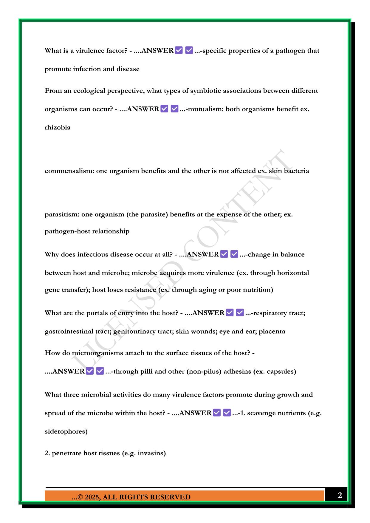 MBIO 3401 FINAL EXAM 2025 QUESTIONS AND ANSWERS