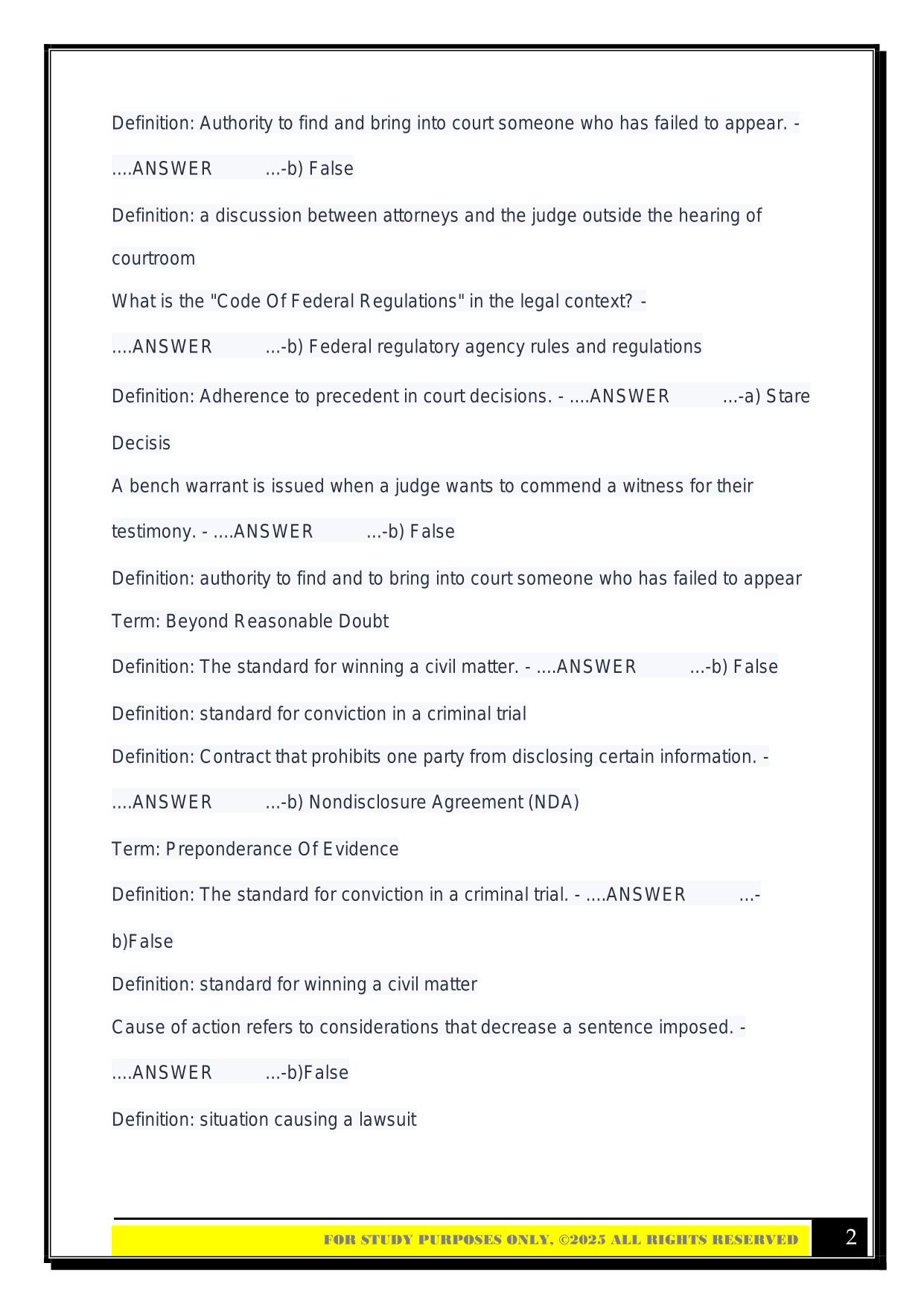 CER Exam 2025 Questions and Answers