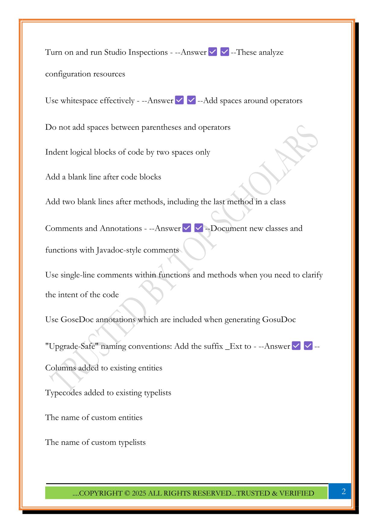 Guidewire Best Practices Exam study guide 2025 Questions and Answers