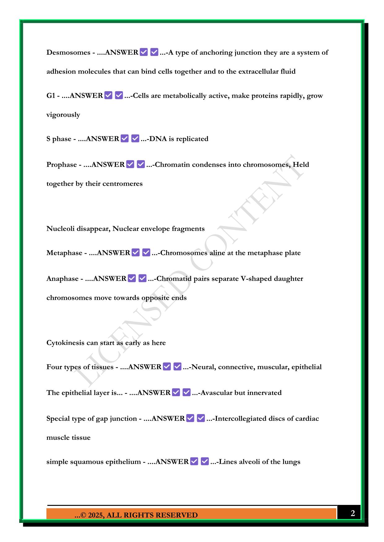 IUPUI YARD ANATOMY LECTURE EXAM 1 2025 QUESTIONS AND ANSWERS